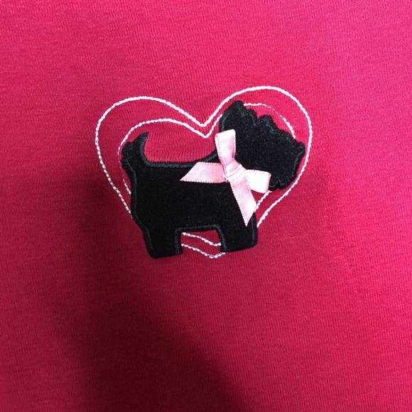 Womens Red Scotty Dog Embroidered Bow Long Sleeve Top PLUS SIZE XXL - Picture 4 of 7